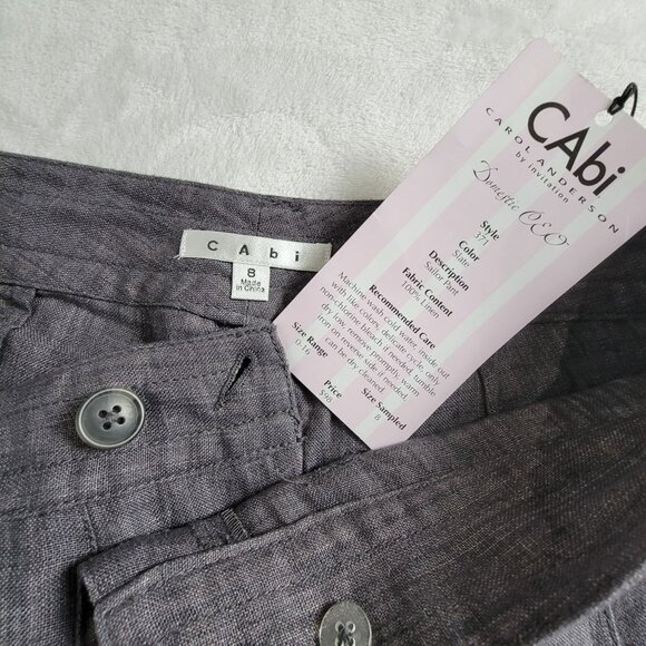 CAbi Womens Gray Slate Linen Sailor Pants Size 8 Wide Leg Casual 371New $98 - Picture 3 of 12